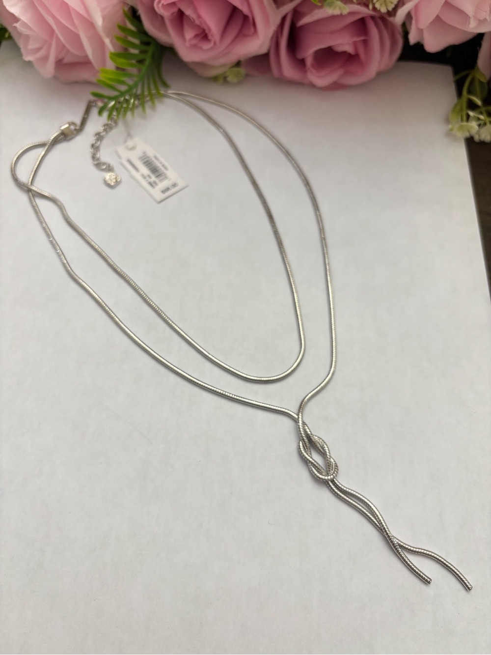 NWT Kendra Scott set of Annie Knotted Y Necklace in Silver